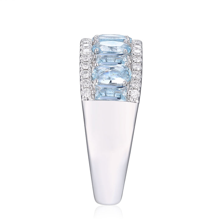 Aquamarine & Diamond Ring in 14K White Gold (1/3 ct. tw.)