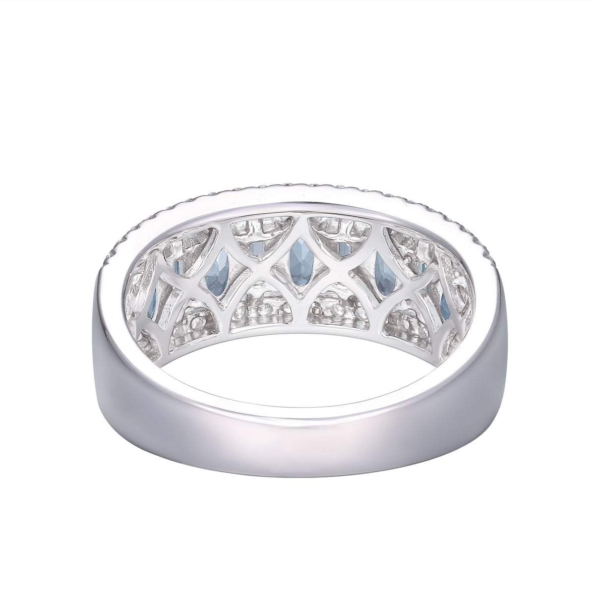 Aquamarine & Diamond Ring in 14K White Gold (1/3 ct. tw.)