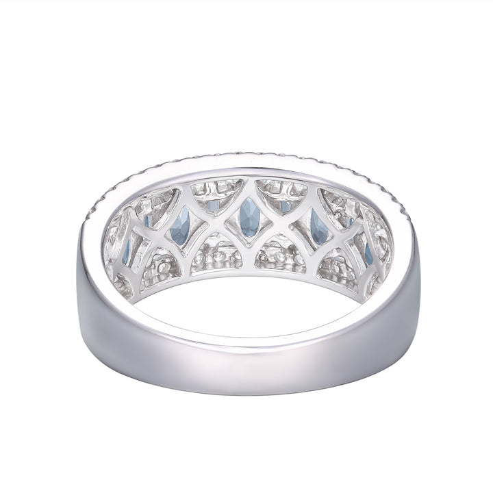 Aquamarine & Diamond Ring in 14K White Gold (1/3 ct. tw.)