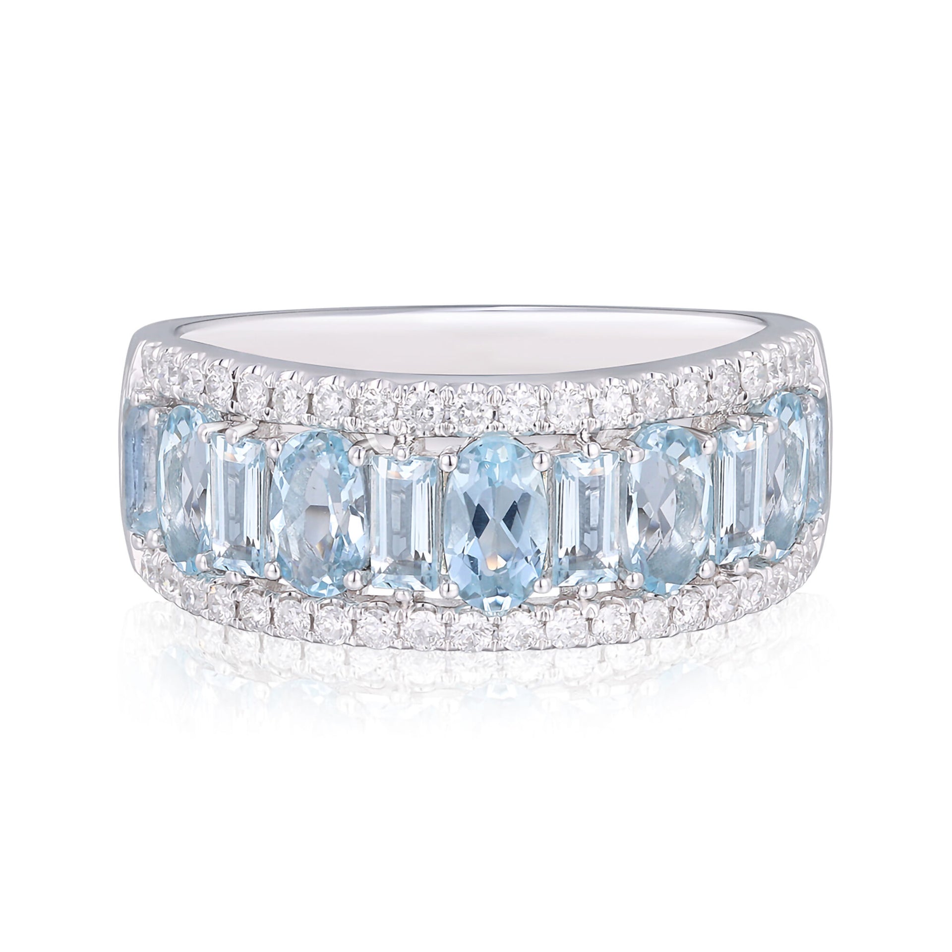 Aquamarine & Diamond Ring in 14K White Gold (1/3 ct. tw.)