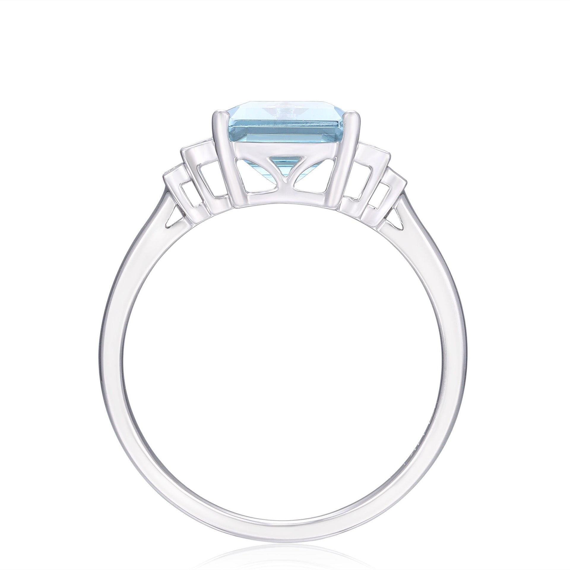 Aquamarine & Diamond Ring in 14K White Gold (1/7 ct. tw.)
