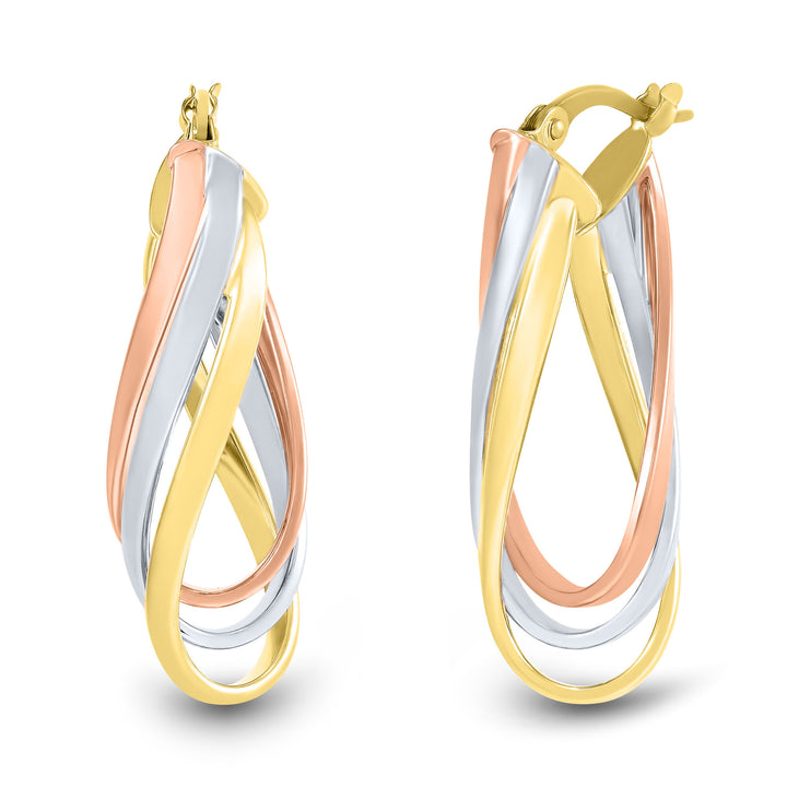 Oval Hoop earrings in 14K Yellow, White and Rose Gold