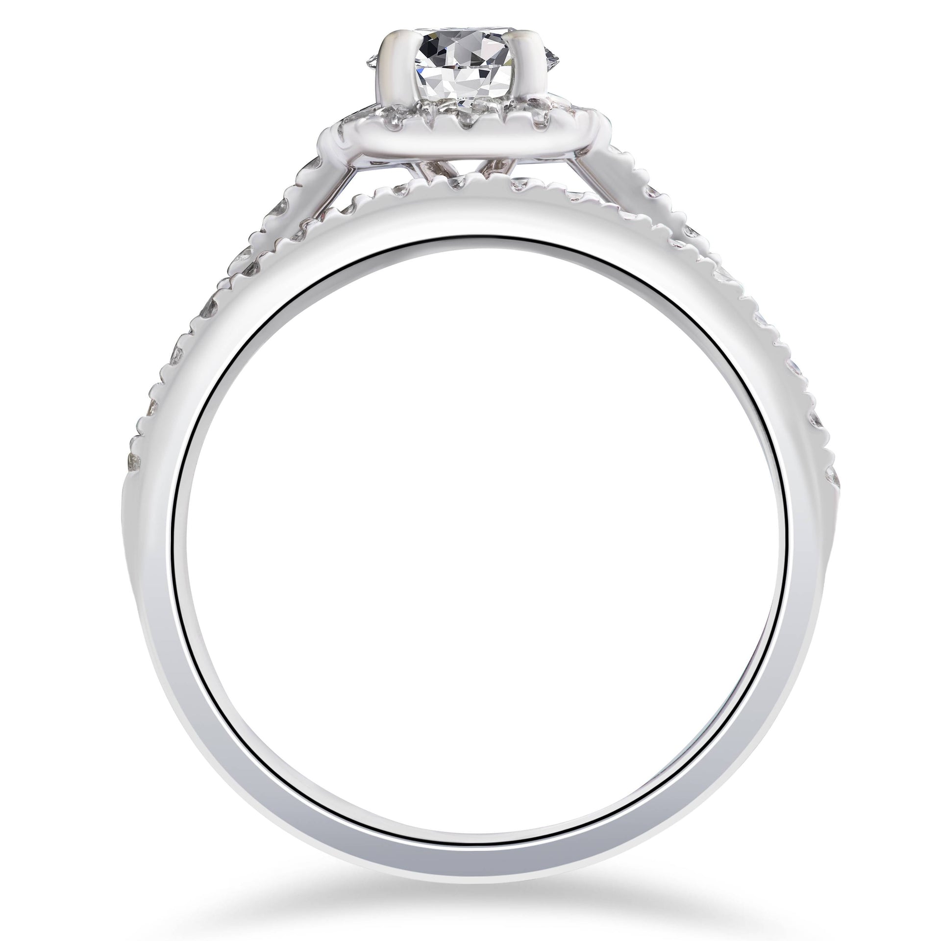 1 ct Diamond Cushion Halo Engagement Wedding Ring Set 10k White Gold