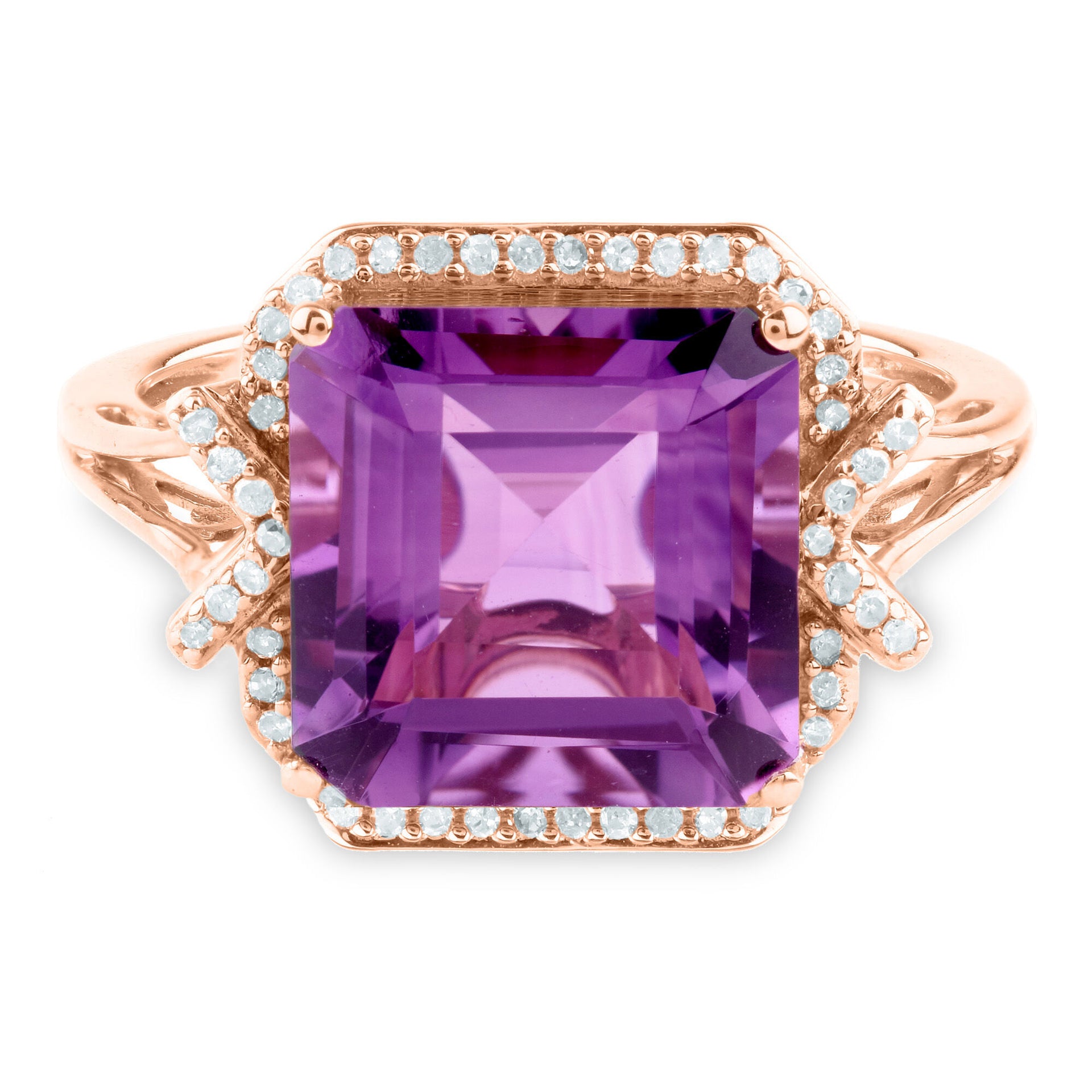 Amethyst and Diamond Ring in 10K Rose Gold (1/8 ct. tw.)