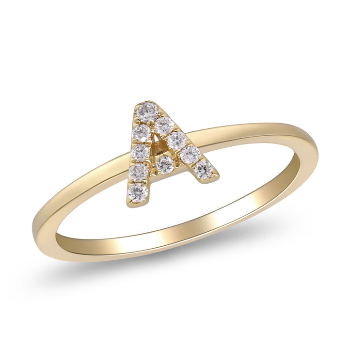Diamond Accent "A" Initial Ring in 10K Yellow Gold