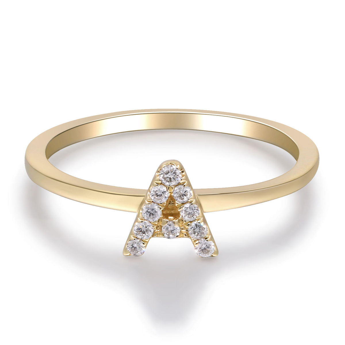 Diamond Accent "A" Initial Ring in 10K Yellow Gold