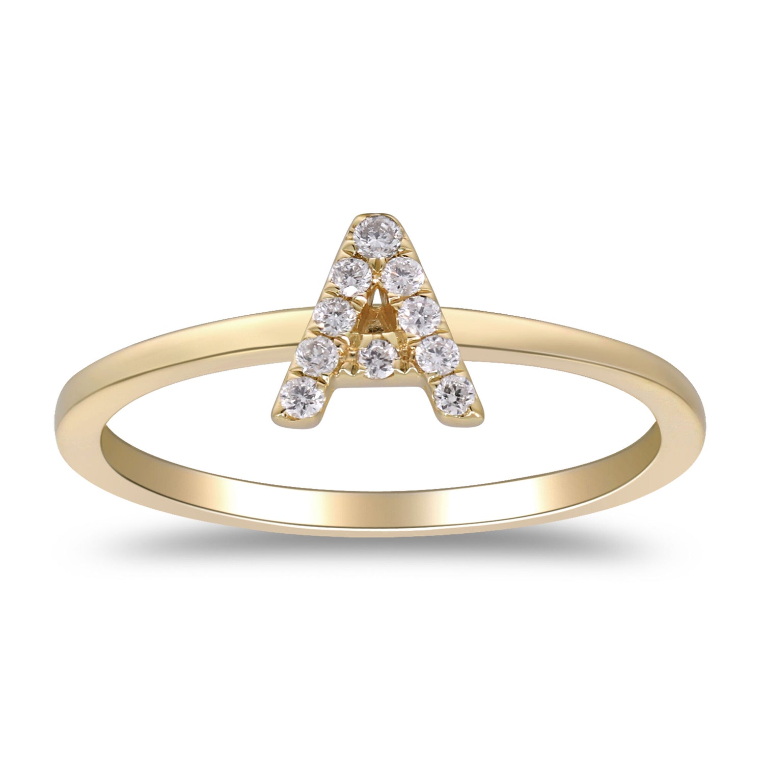 Diamond Accent "A" Initial Ring in 10K Yellow Gold