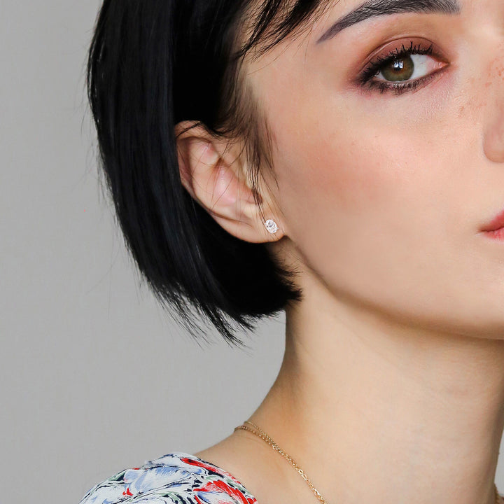 Lab-Created Moissanite Oval Solitaire Stud Earrings in Sterling Silver (2 ct. dew)