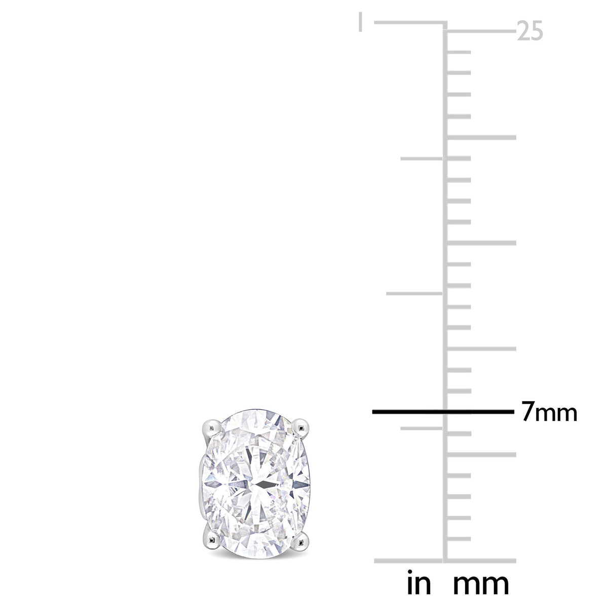 Lab-Created Moissanite Oval Solitaire Stud Earrings in Sterling Silver (2 ct. dew)