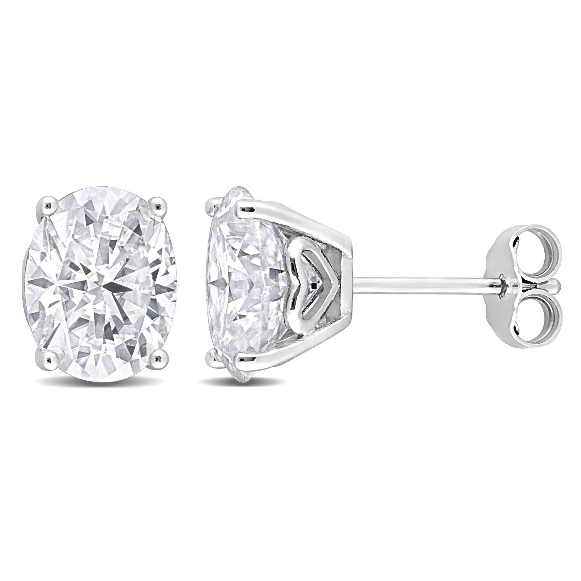 Lab-Created Moissanite Oval Solitaire Stud Earrings in Sterling Silver (4 ct. dew)