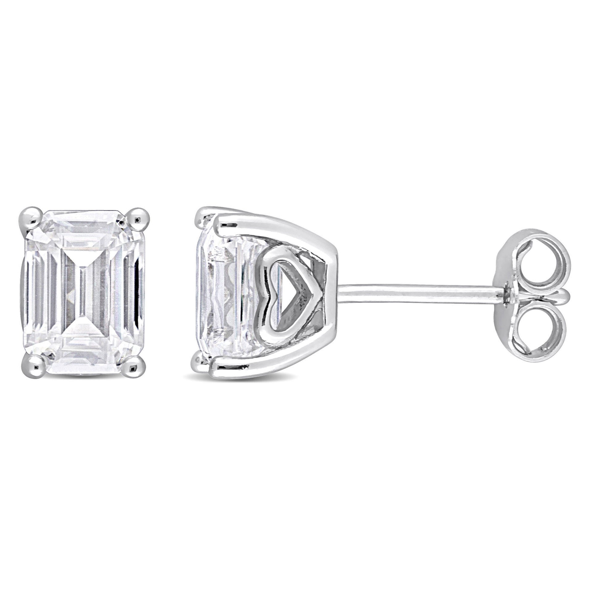 Lab-Created Moissanite Solitaire Stud Earrings in Sterling Silver (2 ct. dew)