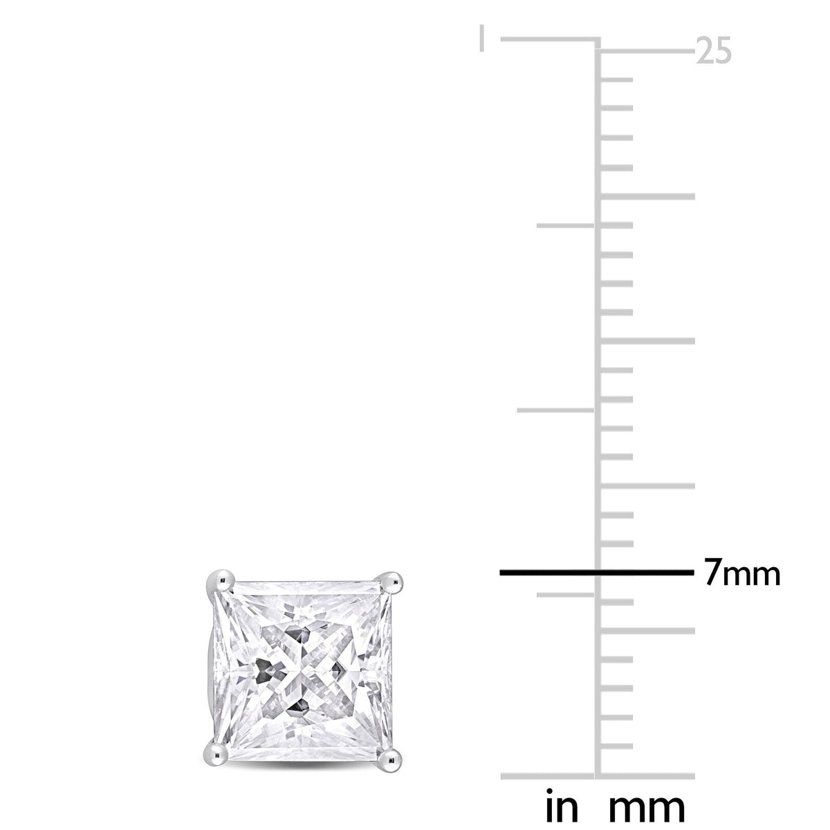 Lab-Created Moissanite Square Solitaire Stud Earrings in Sterling Silver (6 ct. dew)