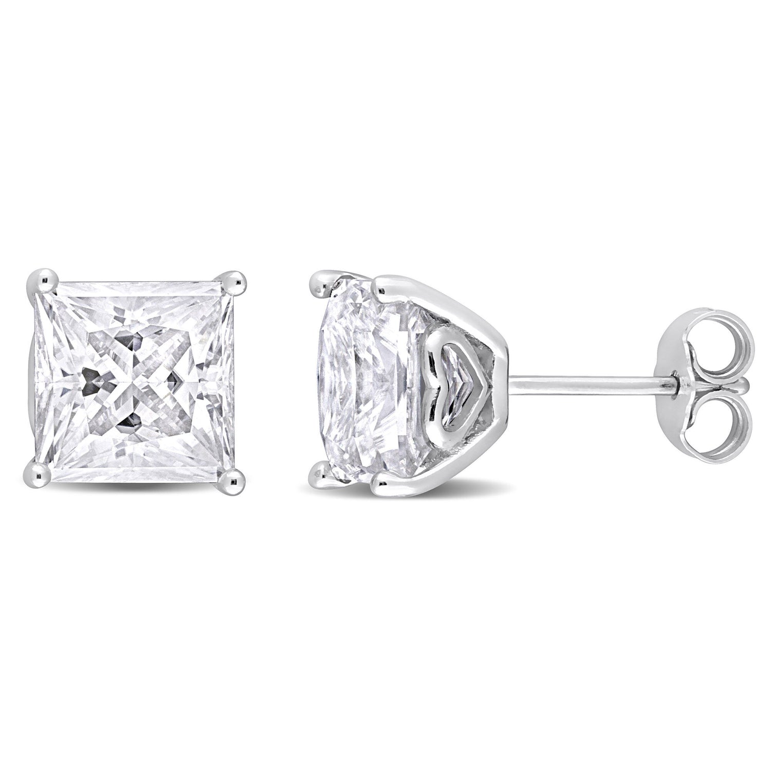 Lab-Created Moissanite Square Solitaire Stud Earrings in Sterling Silver (6 ct. dew)
