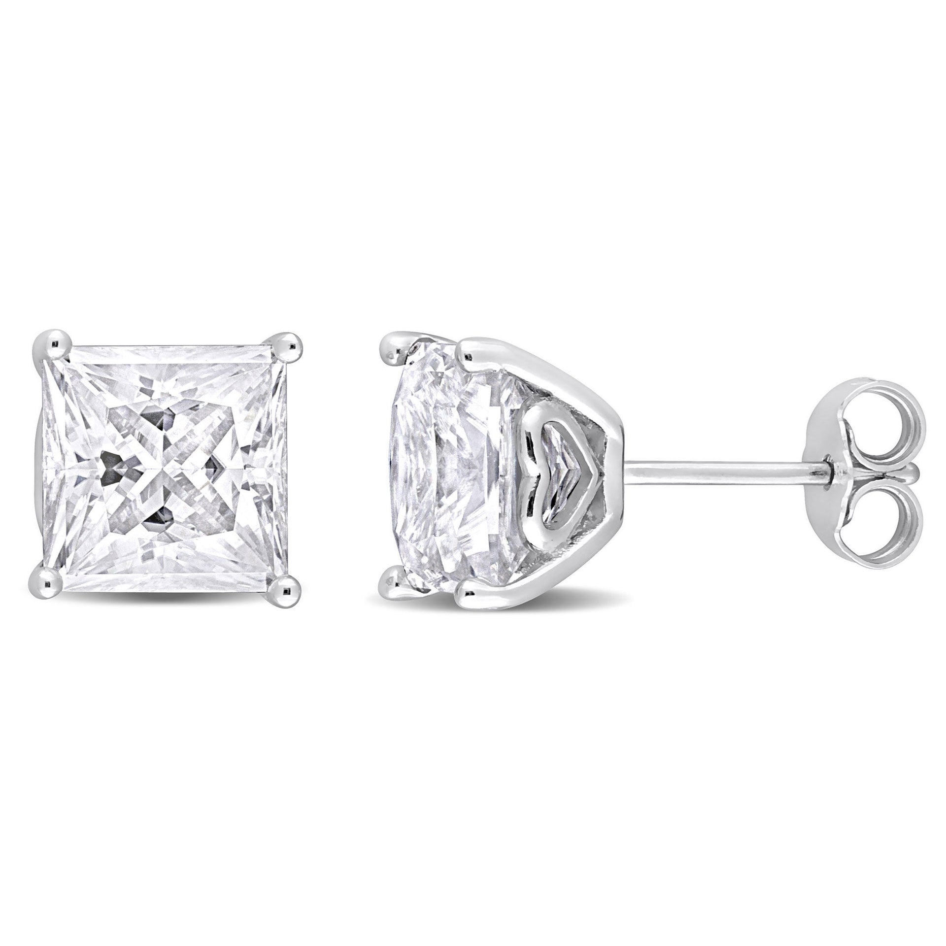 Lab-Created Moissanite Square Solitaire Stud Earrings in Sterling Silver (6 ct. dew)