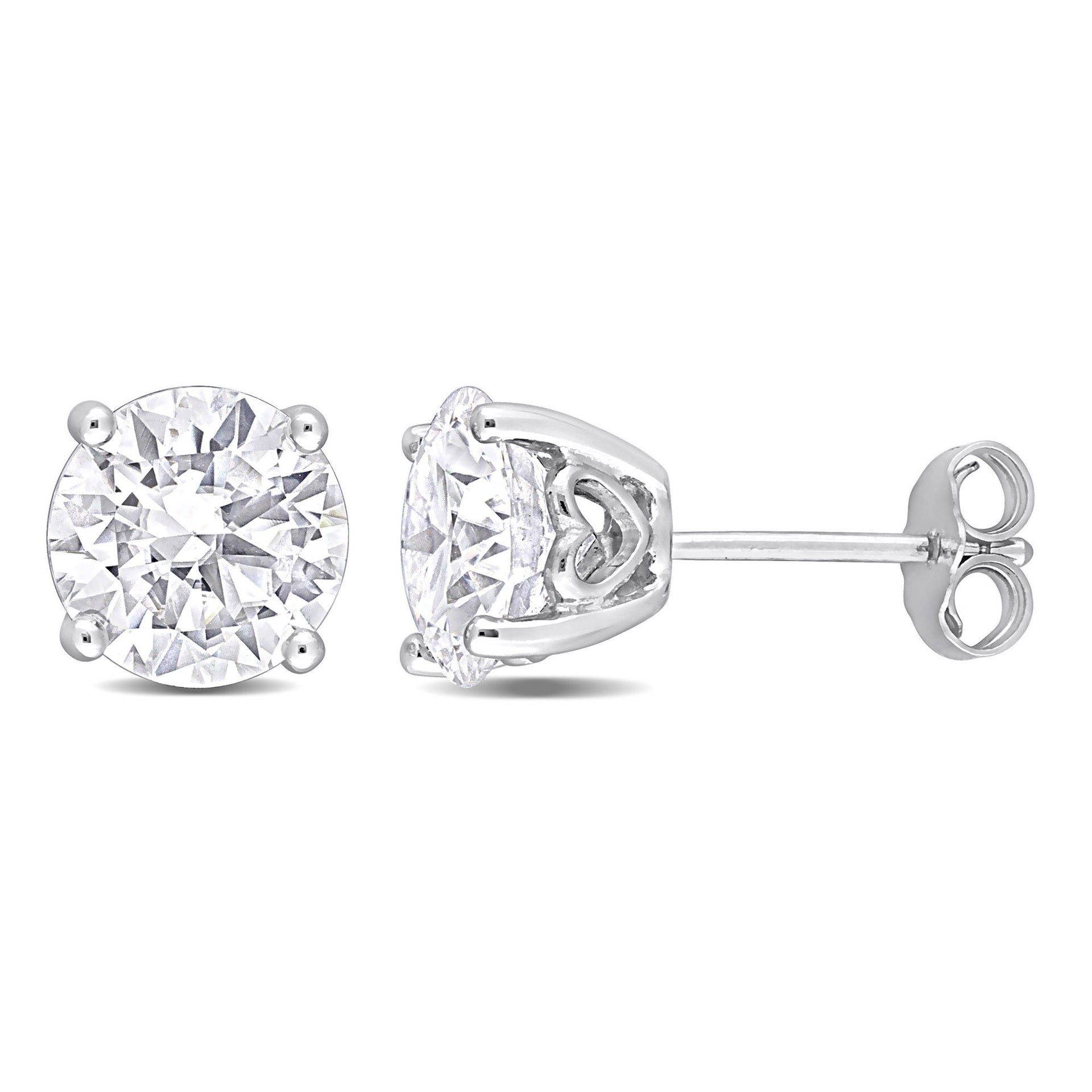 Lab-Created Moissanite Round Solitaire Stud Earrings in Sterling Silver (3 3/4 ct. dew)