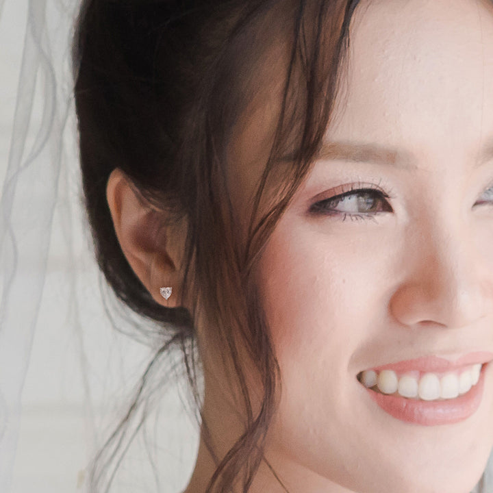 Heart-Shaped Lab-Created Moissanite Stud Earrings in Sterling Silver (1 1/2 ct. dew)