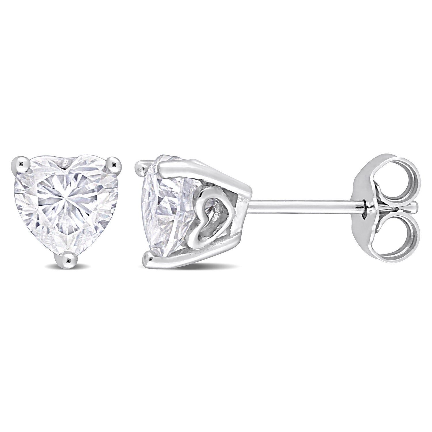 Heart-Shaped Lab-Created Moissanite Stud Earrings in Sterling Silver (1 1/2 ct. dew)