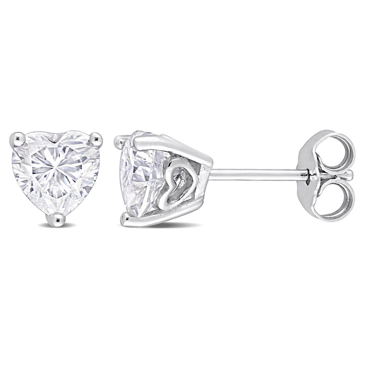 Heart-Shaped Lab-Created Moissanite Stud Earrings in Sterling Silver (1 1/2 ct. dew)