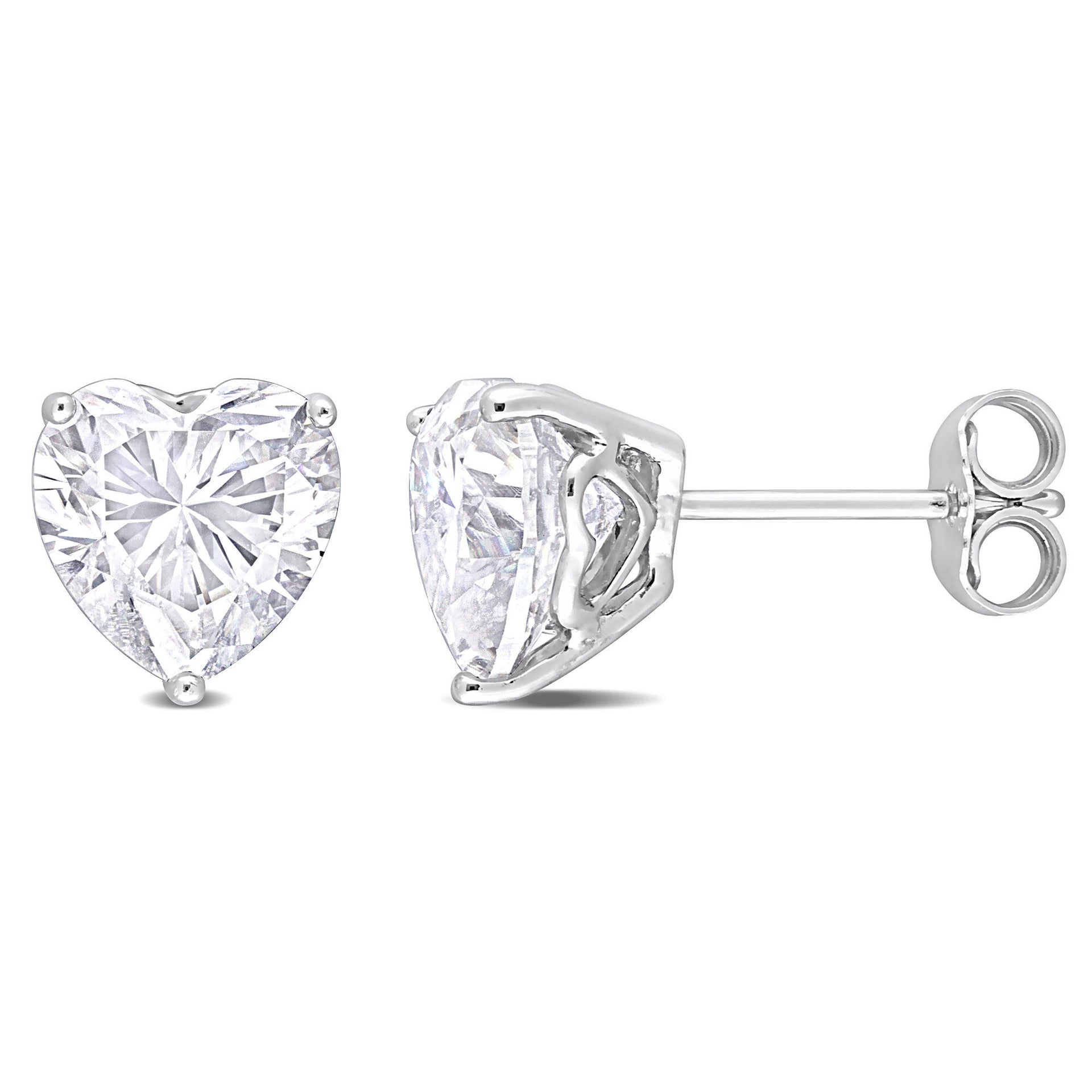 Heart-Shaped Lab-Created Moissanite Stud Earrings in Sterling Silver (4 ct. dew)