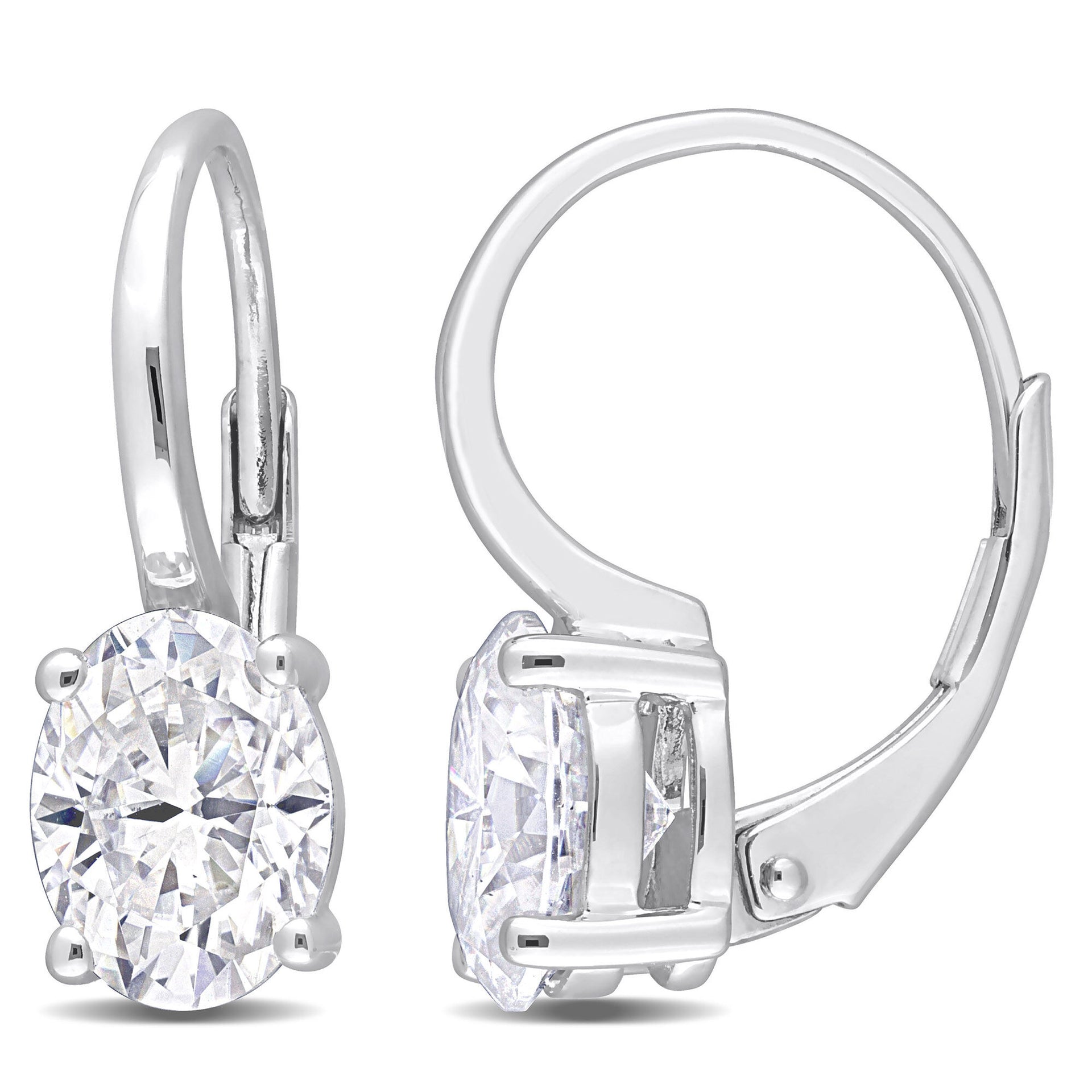 Lab-Created Moissanite Oval Earrings in Sterling Silver (2 1/2 ct. dew)