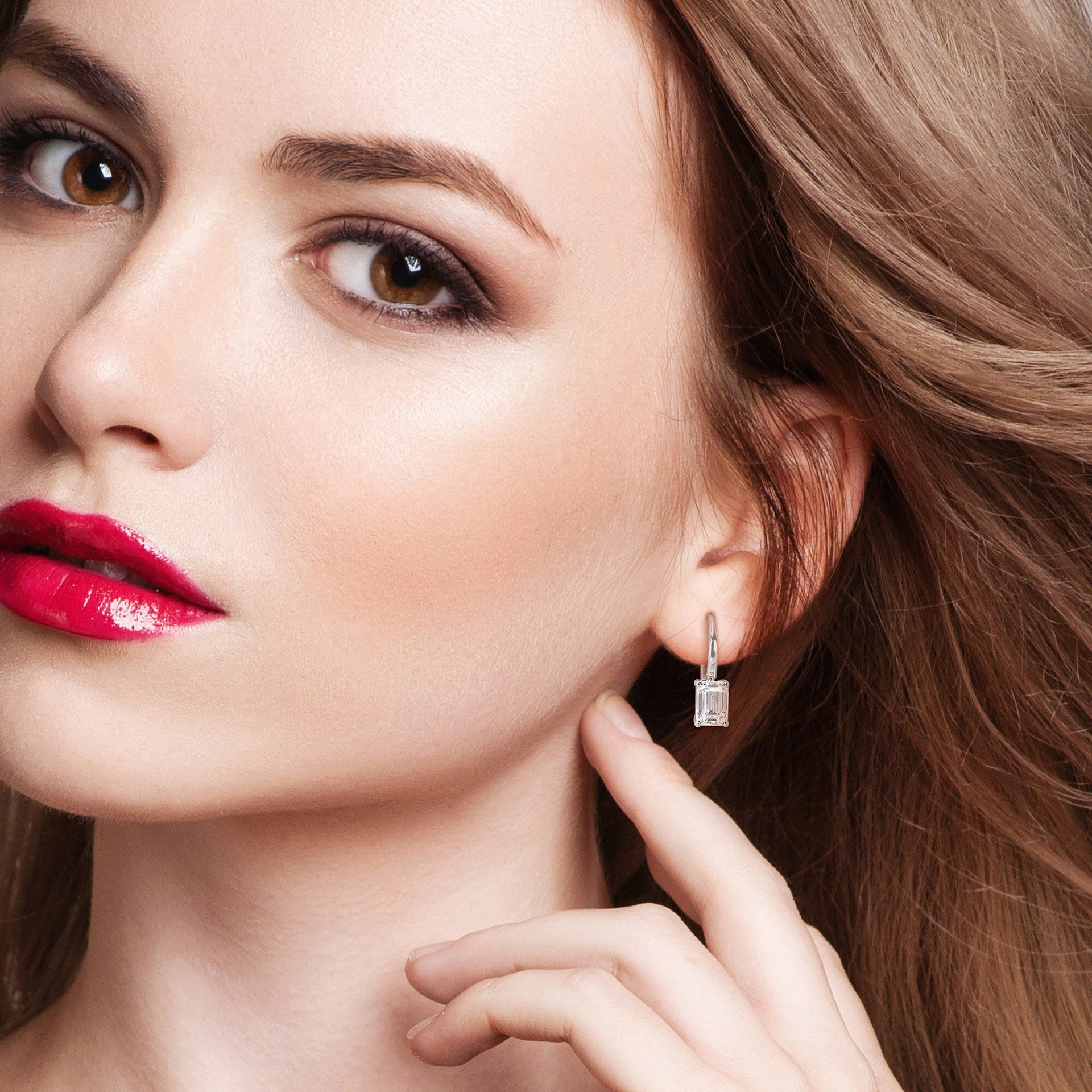 Lab-Created Moissanite Lever-Back Earrings in Sterling Silver (2 ct. dew)