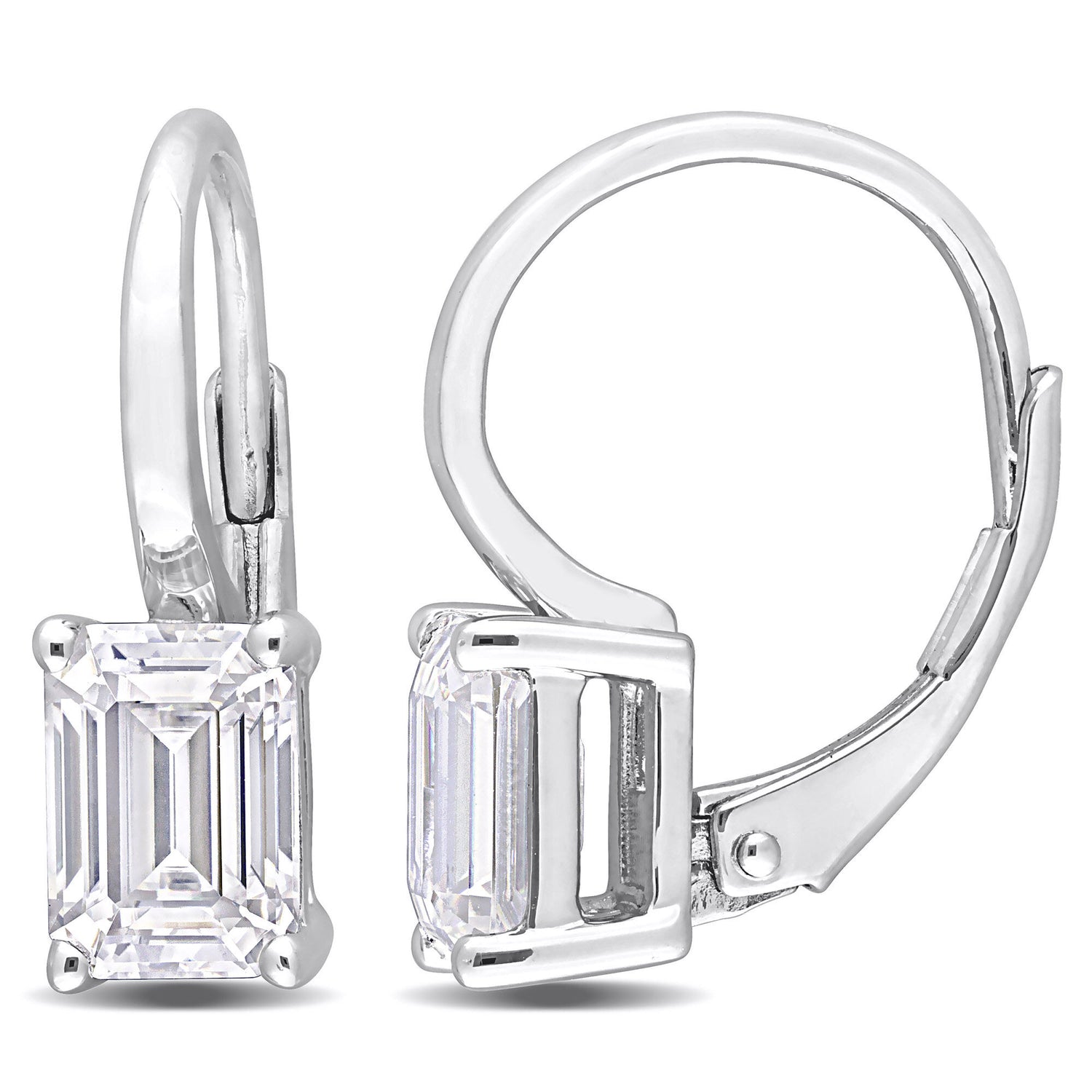 Lab-Created Moissanite Lever-Back Earrings in Sterling Silver (2 ct. dew)