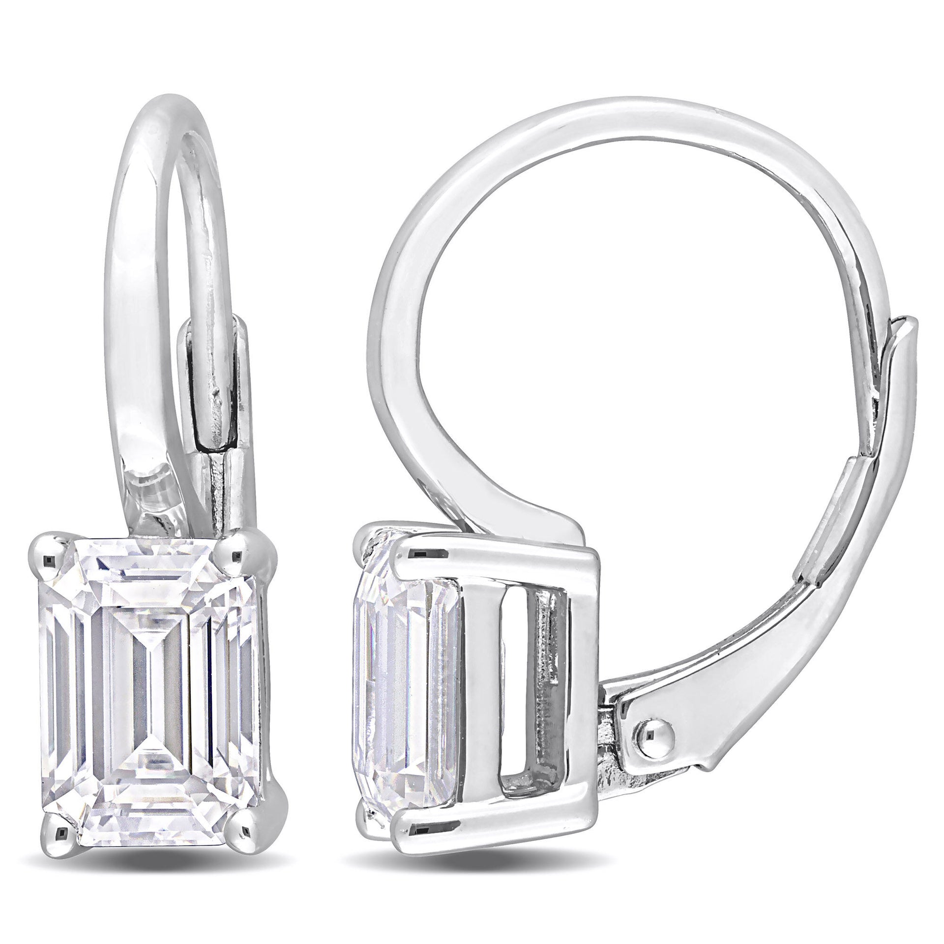 Lab-Created Moissanite Lever-Back Earrings in Sterling Silver (2 ct. dew)