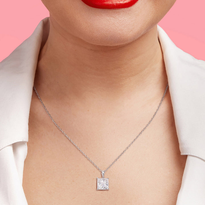 Lab-Created Moissanite Solitaire Pendant in Sterling Silver (3 ct. dew)