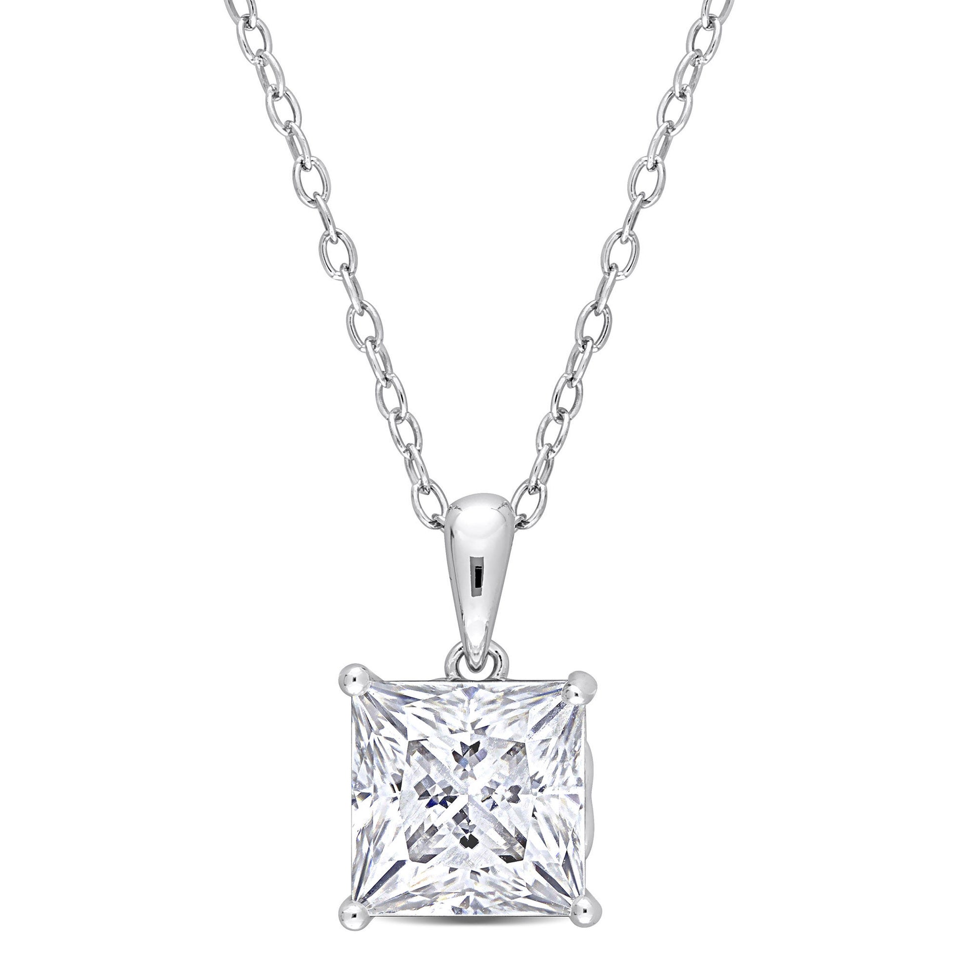 Lab-Created Moissanite Solitaire Pendant in Sterling Silver (3 ct. dew)