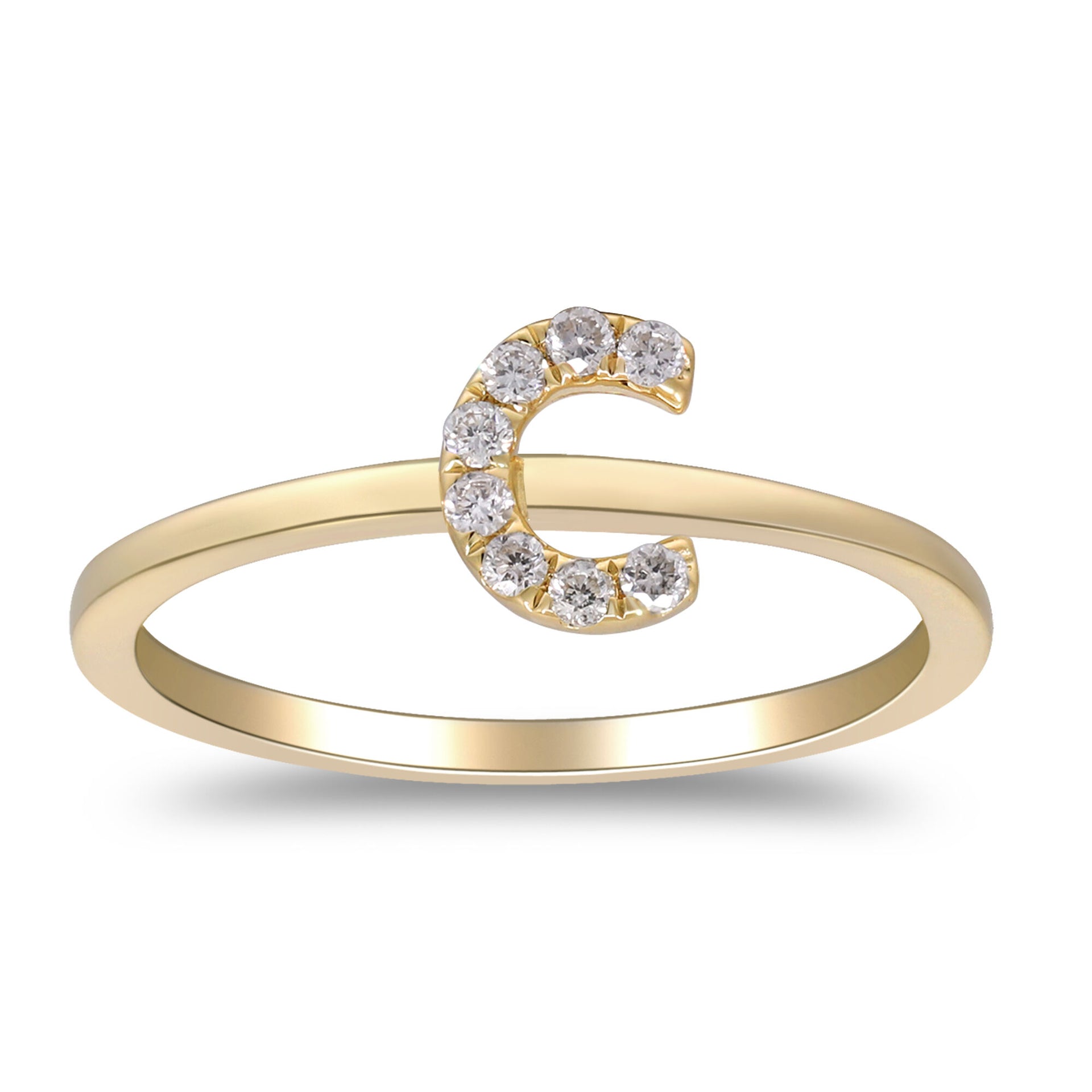Diamond Accent "C" Initial Ring in 10K Yellow Gold