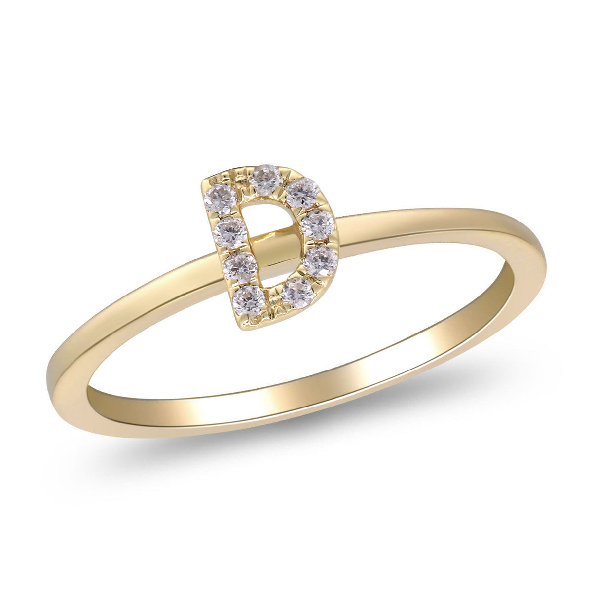 Diamond Accent "D" Initial Ring in 10K Yellow Gold
