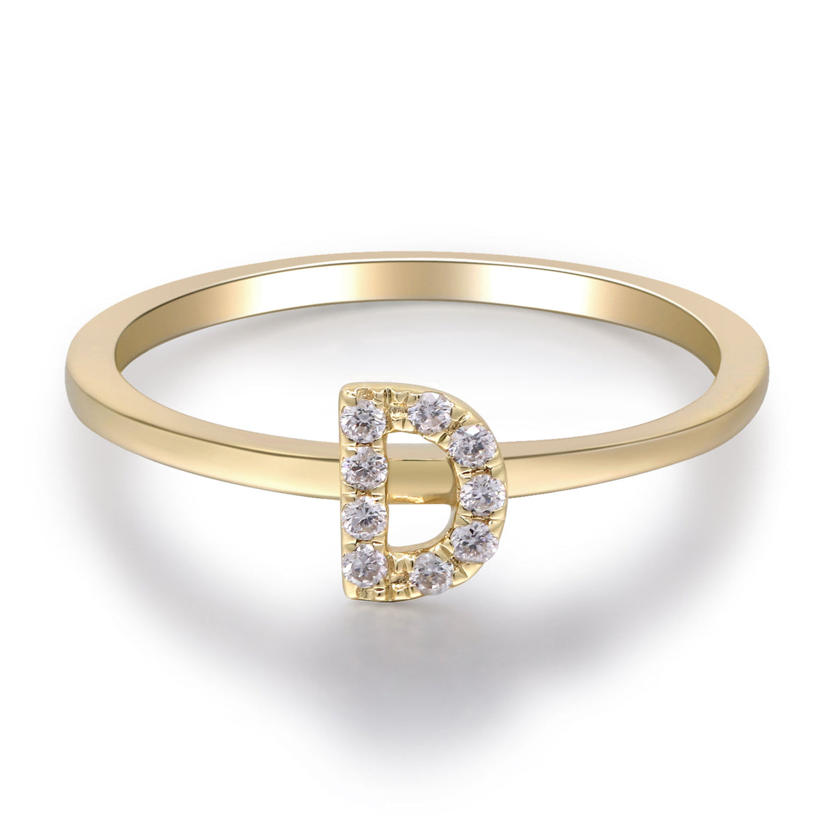 Diamond Accent "D" Initial Ring in 10K Yellow Gold