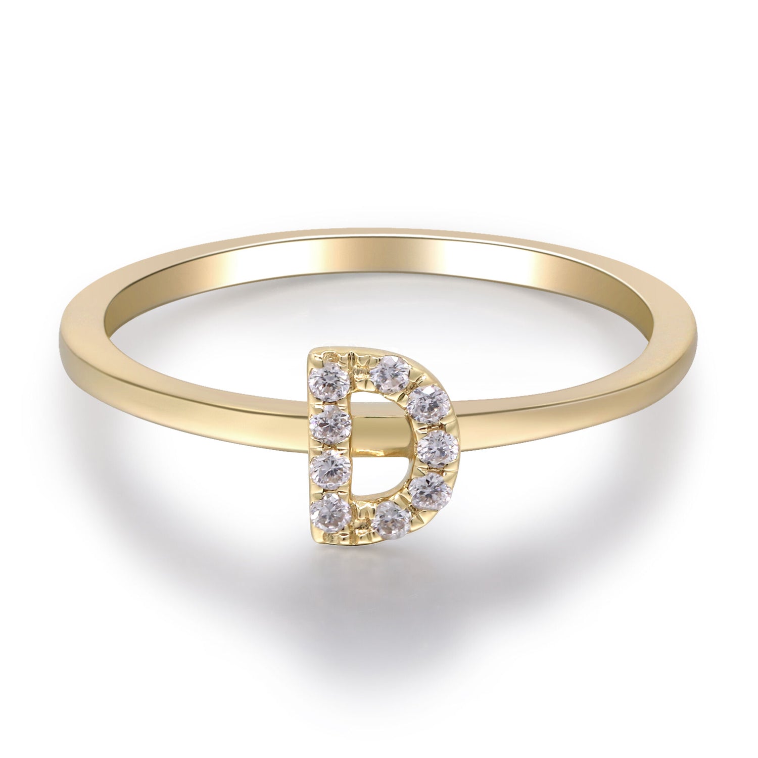 Diamond Accent "D" Initial Ring in 10K Yellow Gold