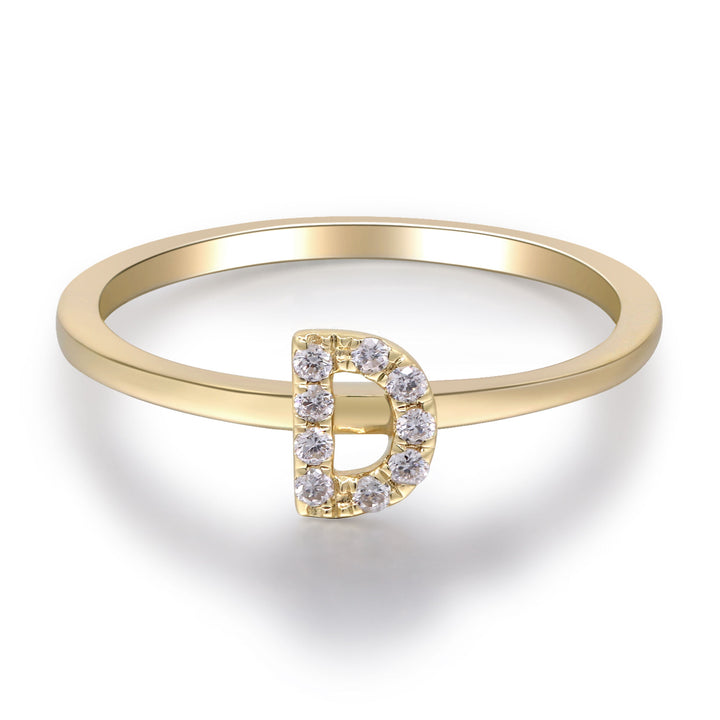 Diamond Accent "D" Initial Ring in 10K Yellow Gold