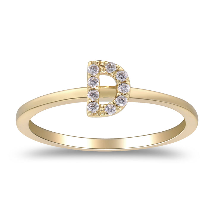 Diamond Accent "D" Initial Ring in 10K Yellow Gold