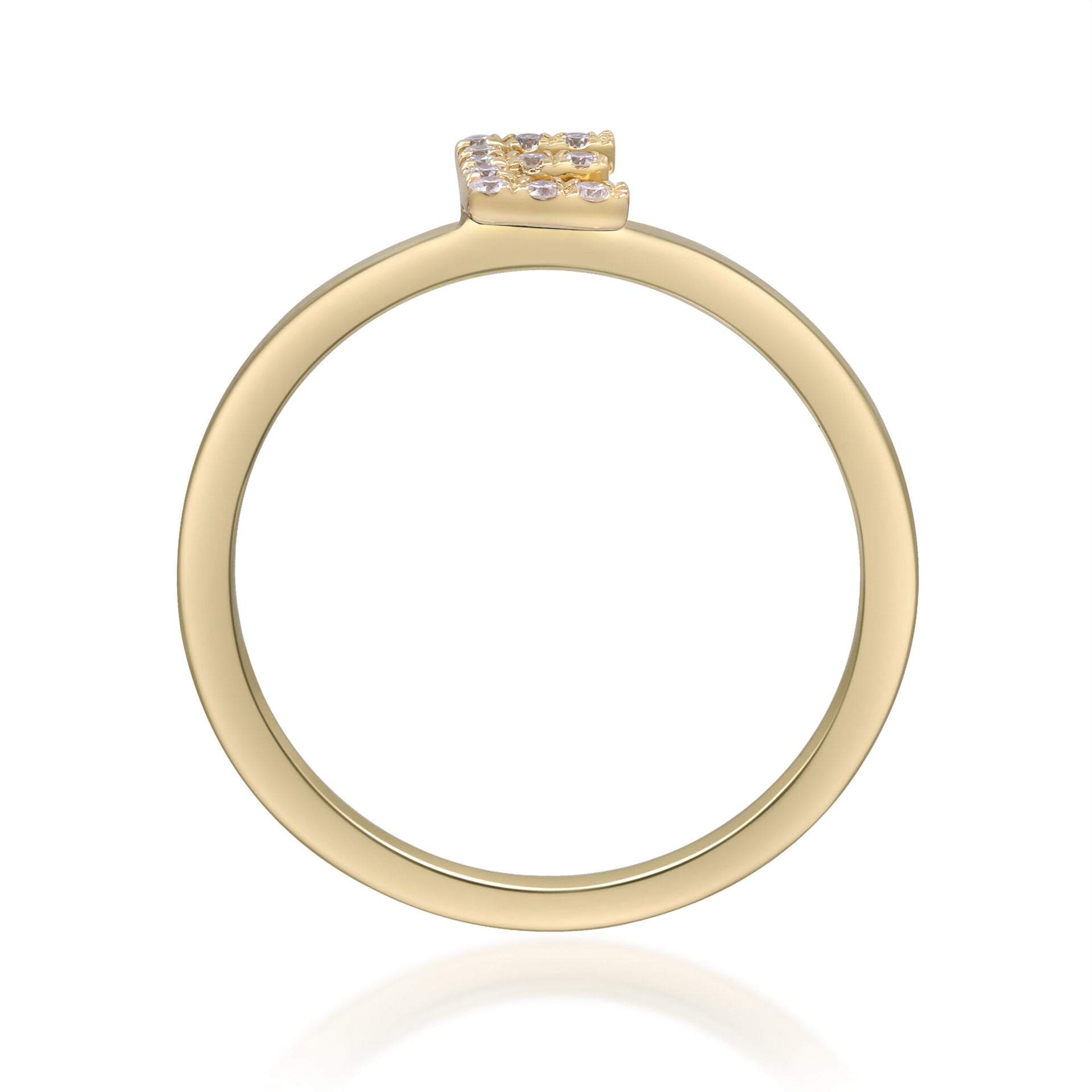Diamond Accent "E" Initial Ring in 10K Yellow Gold