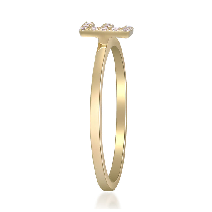 Diamond Accent "E" Initial Ring in 10K Yellow Gold