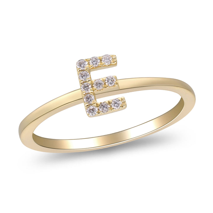 Diamond Accent "E" Initial Ring in 10K Yellow Gold