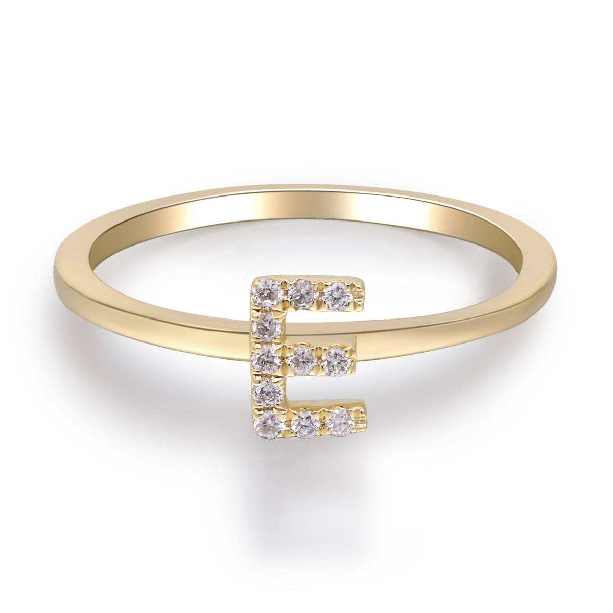 Diamond Accent "E" Initial Ring in 10K Yellow Gold