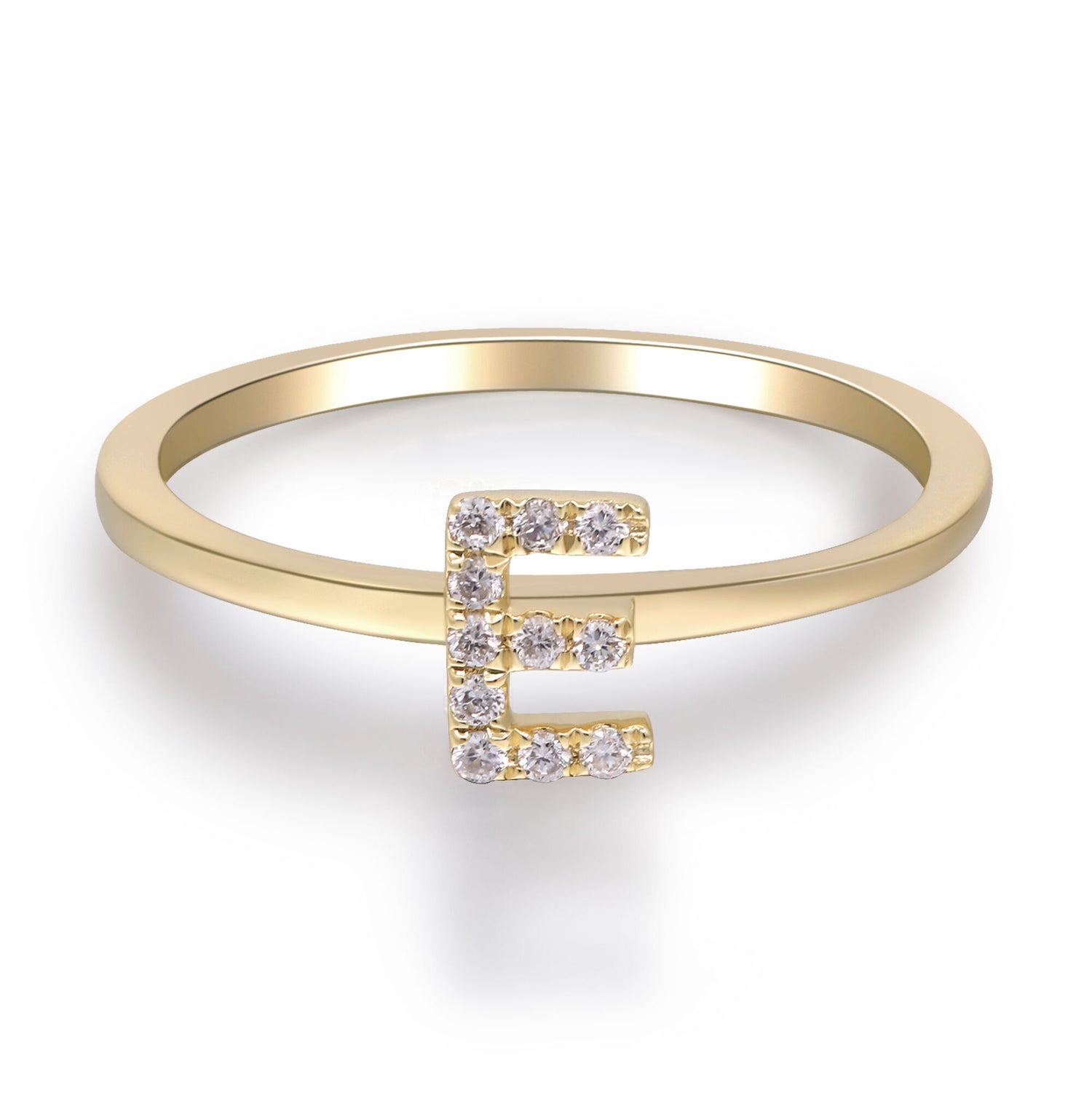 Diamond Accent "E" Initial Ring in 10K Yellow Gold