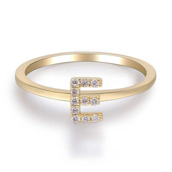 Diamond Accent "E" Initial Ring in 10K Yellow Gold