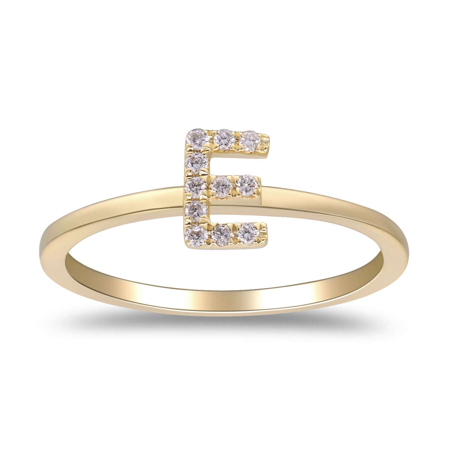 Diamond Accent "E" Initial Ring in 10K Yellow Gold