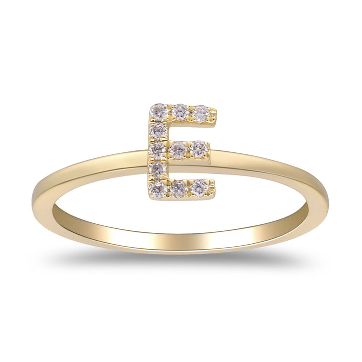 Diamond Accent "E" Initial Ring in 10K Yellow Gold