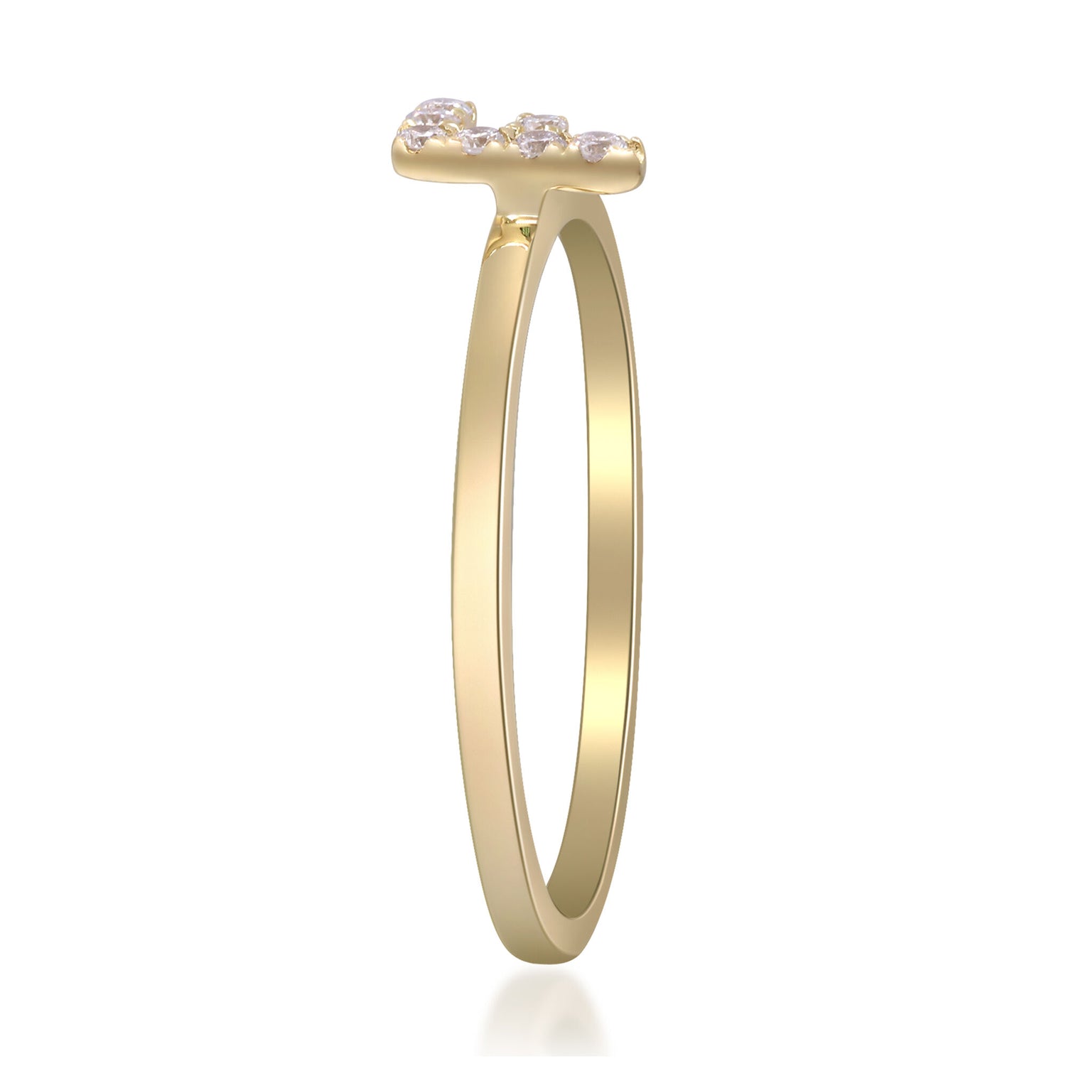 Diamond Accent "F" Initial Ring in 10K Yellow Gold