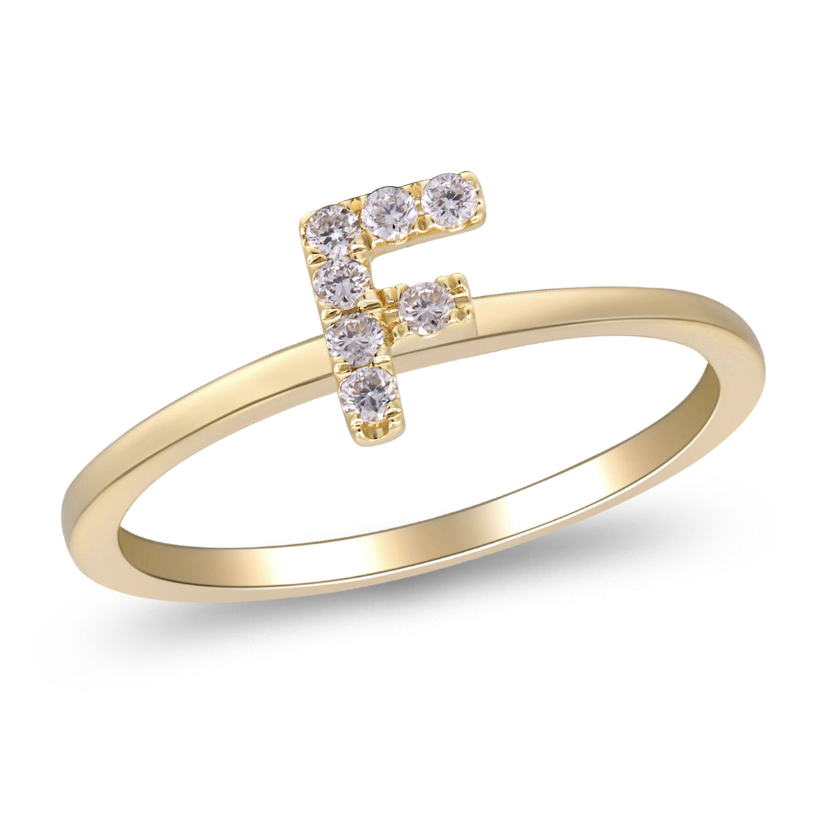Diamond Accent "F" Initial Ring in 10K Yellow Gold