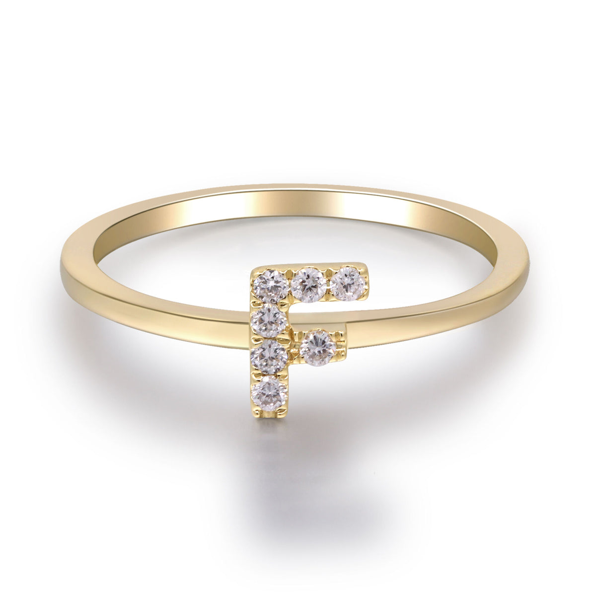 Diamond Accent "F" Initial Ring in 10K Yellow Gold