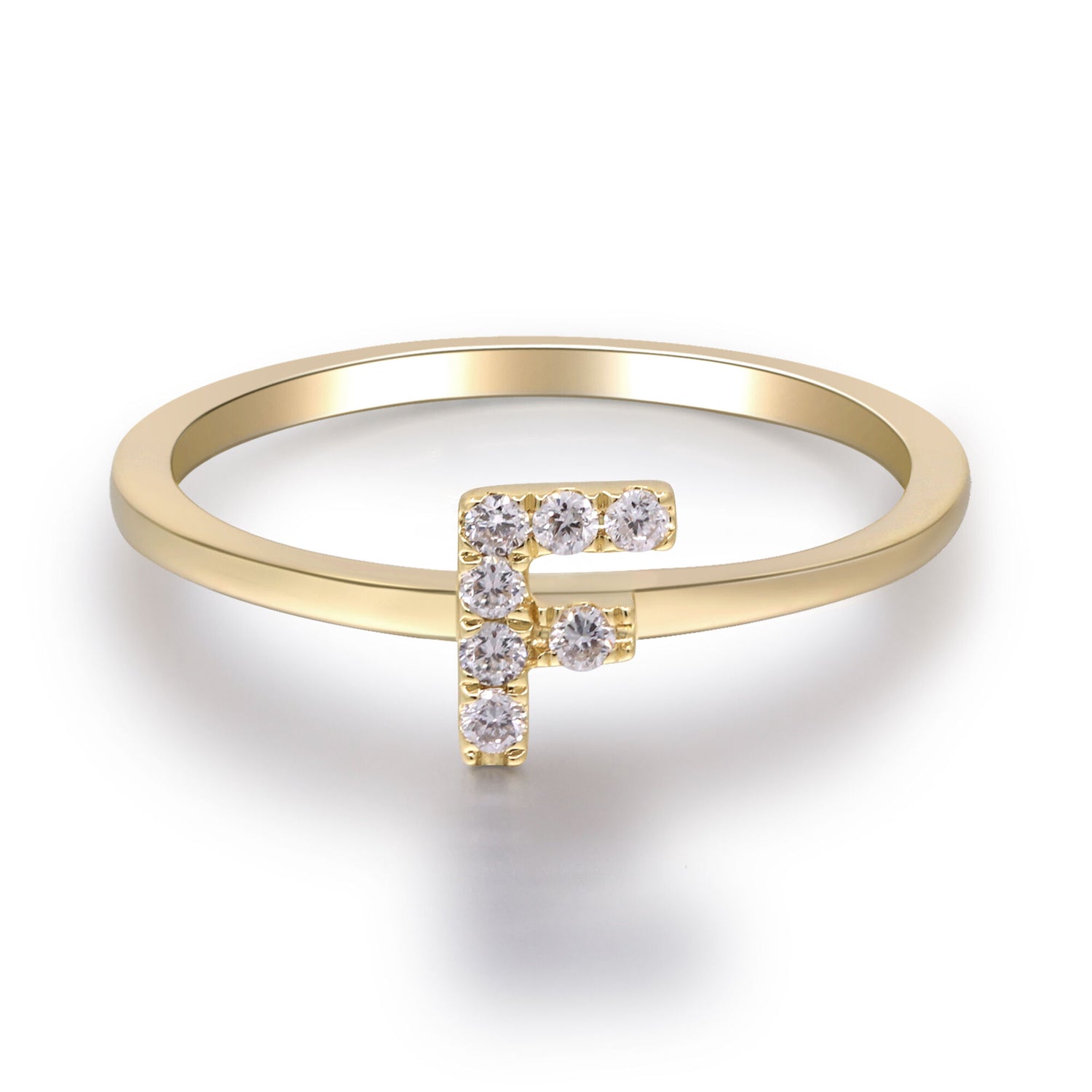 Diamond Accent "F" Initial Ring in 10K Yellow Gold