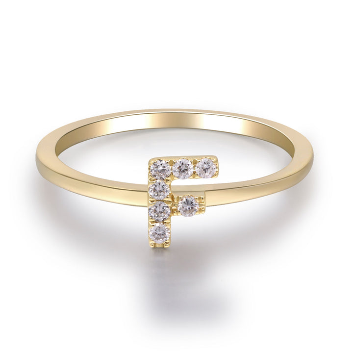 Diamond Accent "F" Initial Ring in 10K Yellow Gold