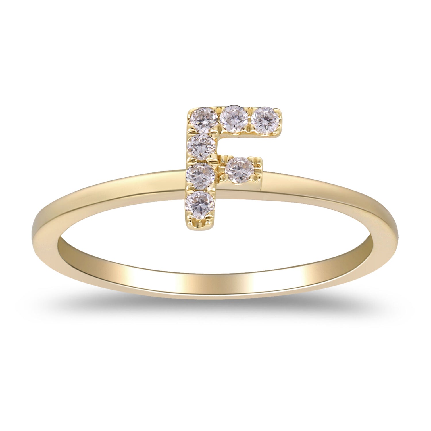 Diamond Accent "F" Initial Ring in 10K Yellow Gold