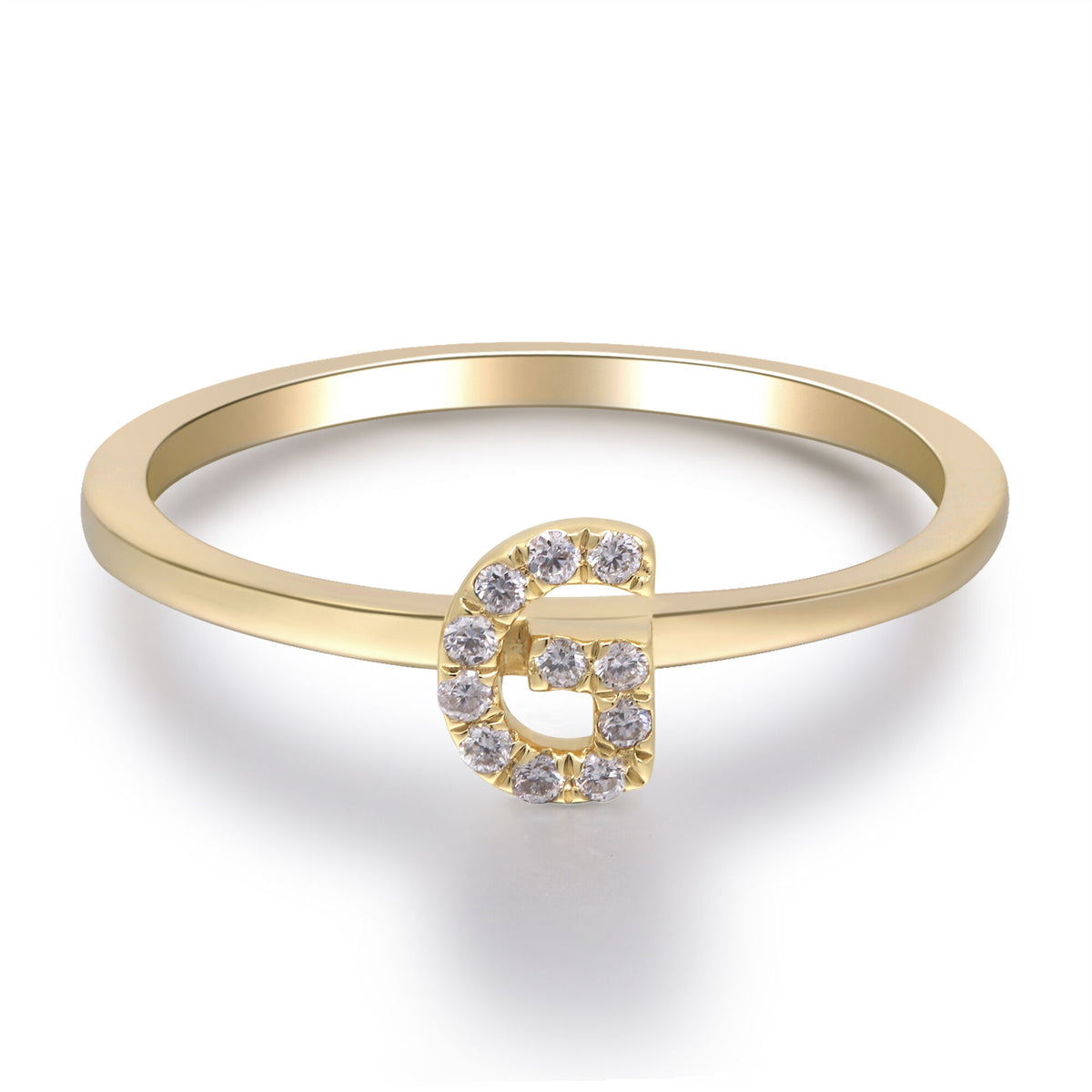 Diamond Accent "G" Initial Ring in 10K Yellow Gold